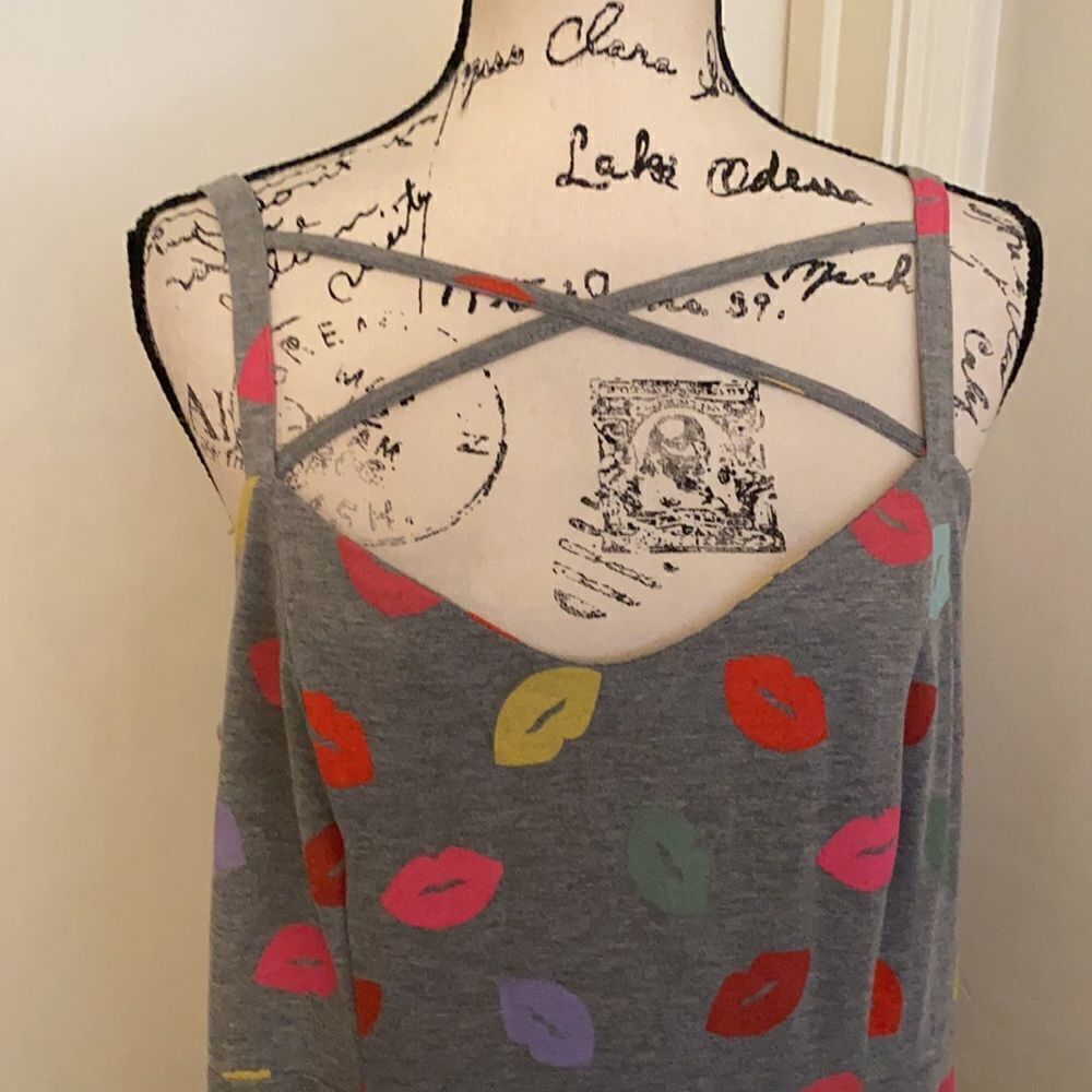 Torrid Gray Multi Color Lip Print Maxi Dress Contemporary Feminine Boho - Picture 8 of 16